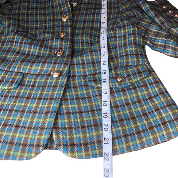 Talbots Shetland Officer Jacket Size 2 Wool Blend Apple Plaid Original Tag - Picture 11 of 13